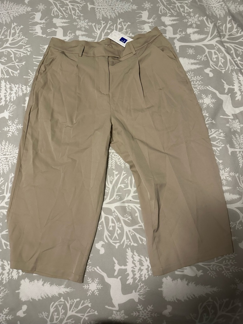 Classic Wide-Leg Capris in Khaki - Women's Comfortable Dress Capris